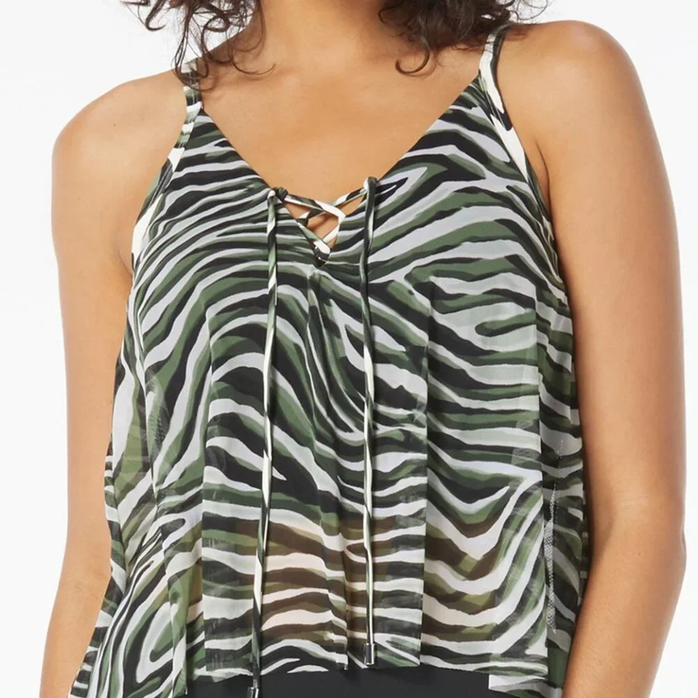 Coco Reef Femme Bra-Sized Mesh Layer Tankini Top